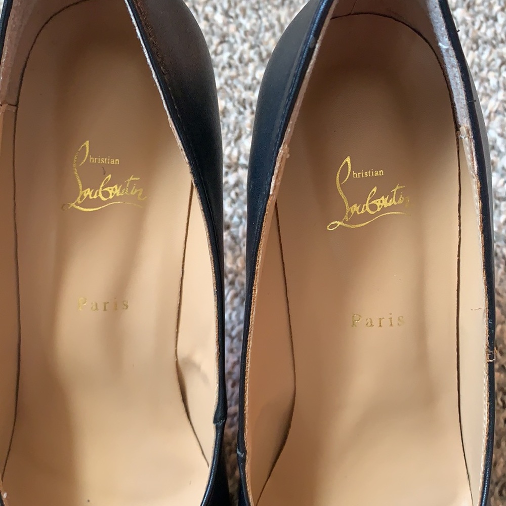 Louboutin Lady Peep Platform Black and Red Sole Heels Sz41 - Picture 7 of 14